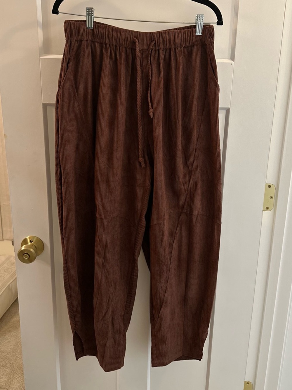 Boho Brown Corduroy Drawstring Pants brand new with tags